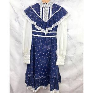 Vtg 70s GUNNE SAX Jeunes Filled Calico Prairie Dress 10 Youth Girl Cottagecore